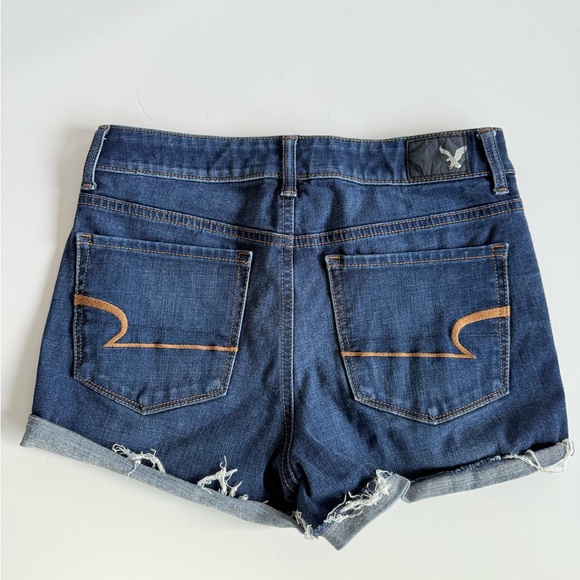 American Eagle Hi-Rise Shortie 360 Super Stretch Denim Shorts Frayed size 6 - Picture 3 of 3